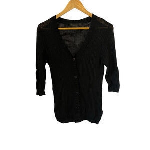 KENNETH COLE Cardigan Women’s M Linen Blend Loose Knit Button Up Long Sleeve